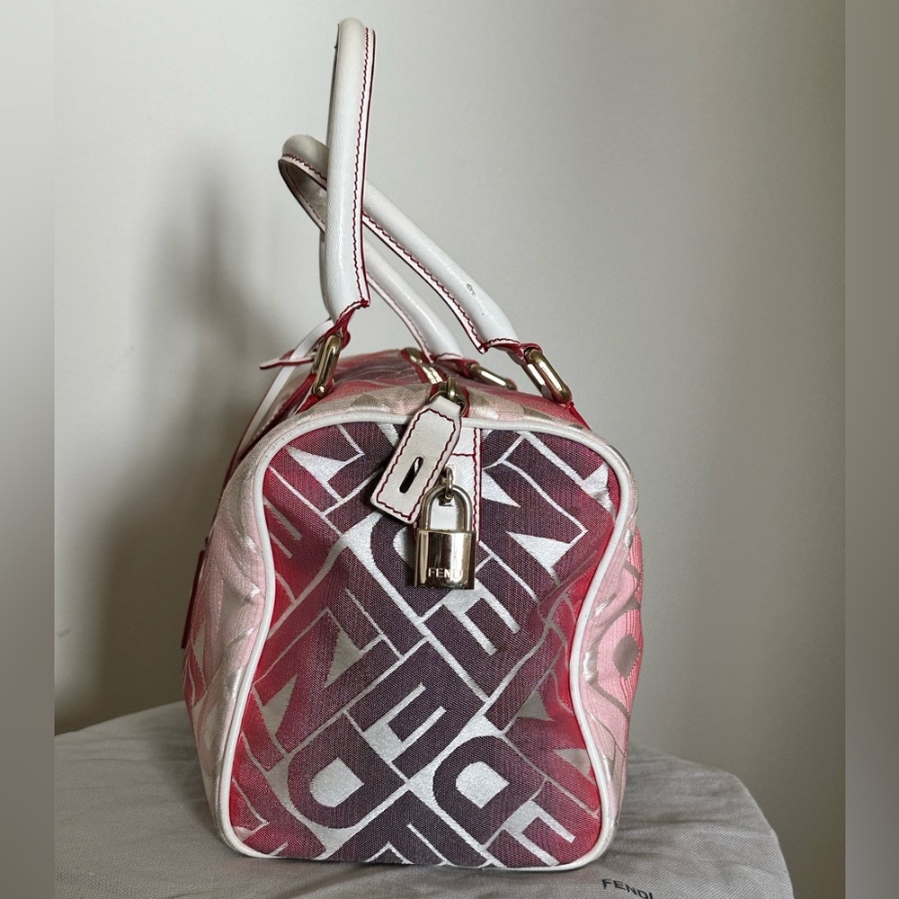 Fendi Pink Gradient Logo Satchel with White Handles - Picture 2 of 10